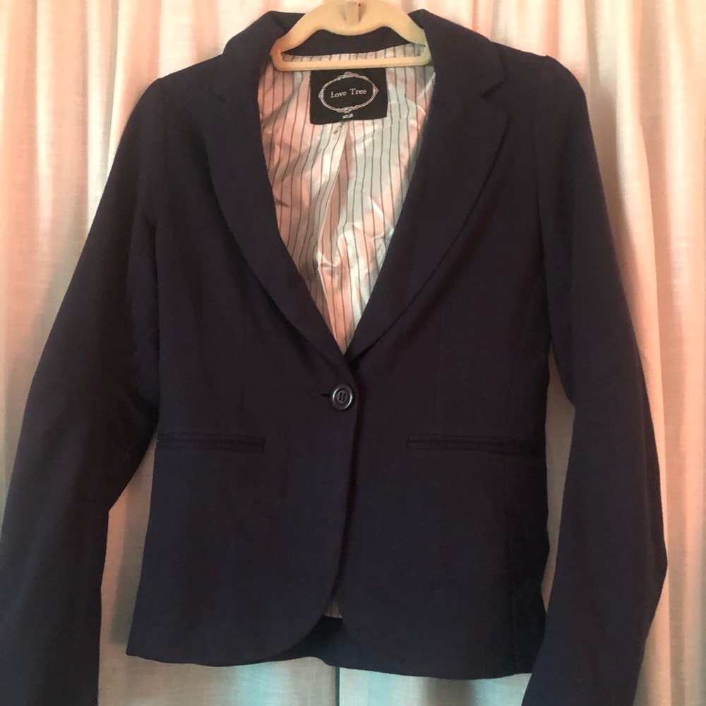 Navy One Button Blazer